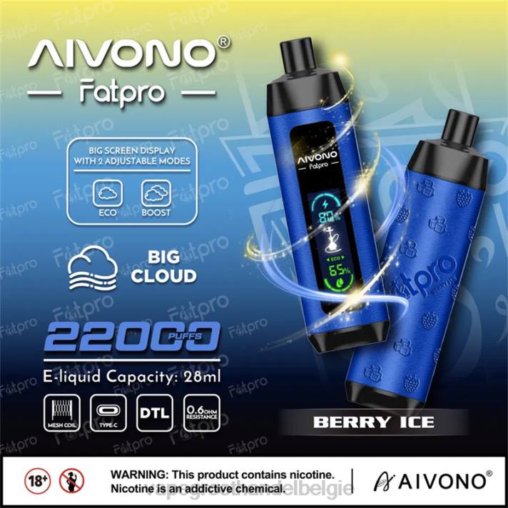 Elektronische Sigaret Zonder Nicotine - Aivono Fatpro 22000 bessen ijs V24410