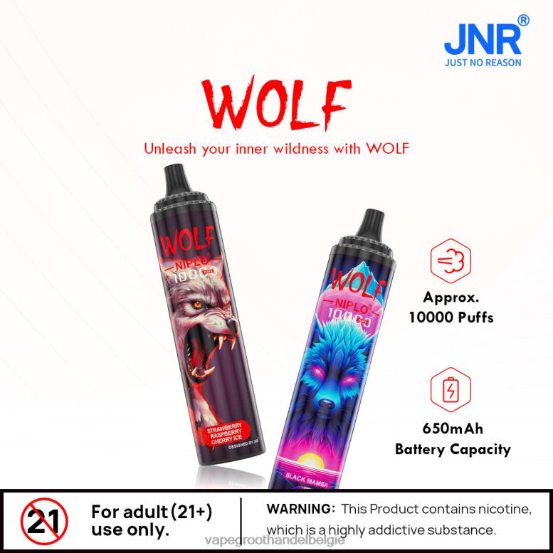 aardbeien ijs - elektronische sigaret zonder nicotine 0284V99 JNR WOLF NIPLO